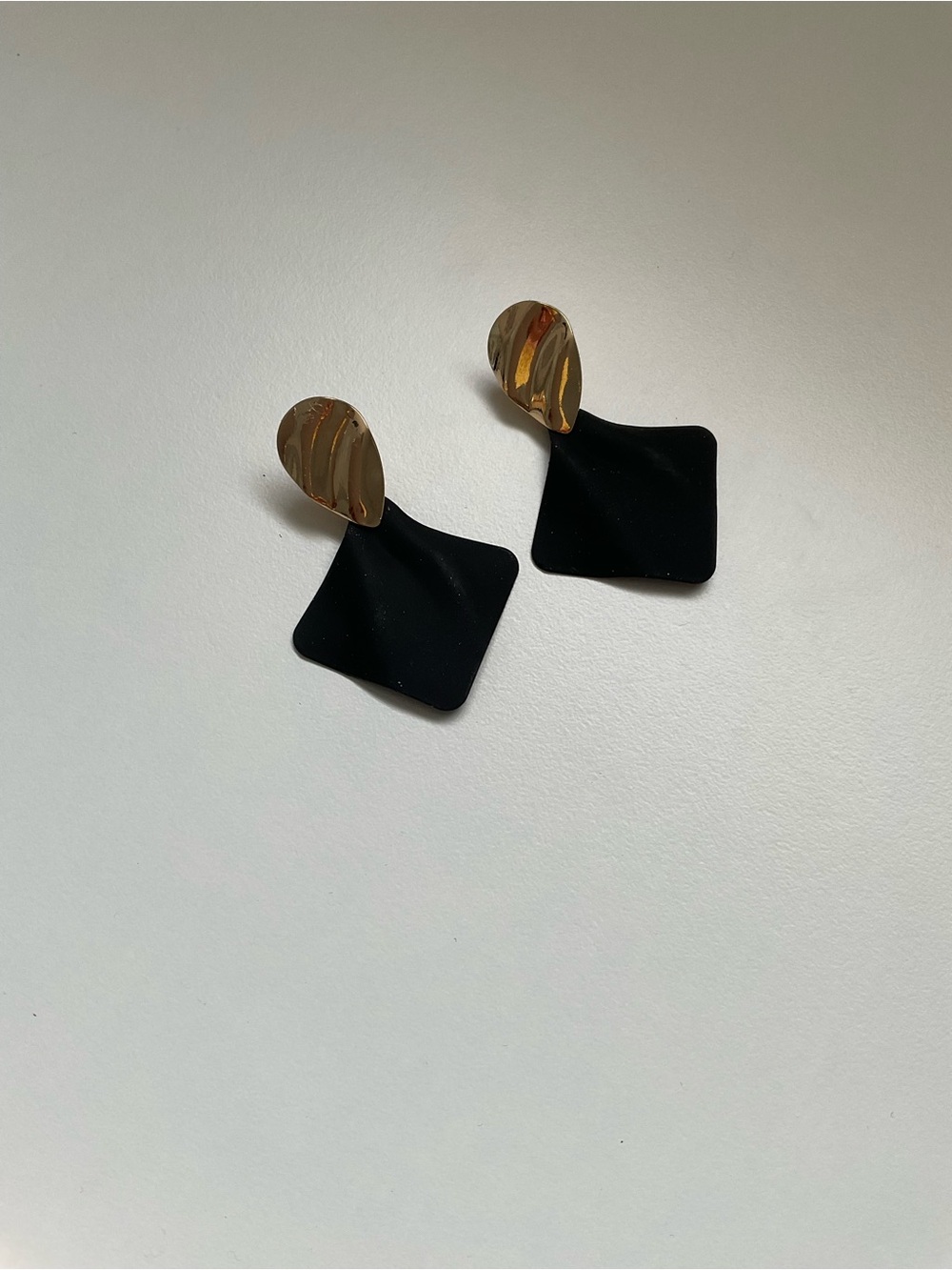 Gold & Black Modern Drop Earrings - Women Jewelry